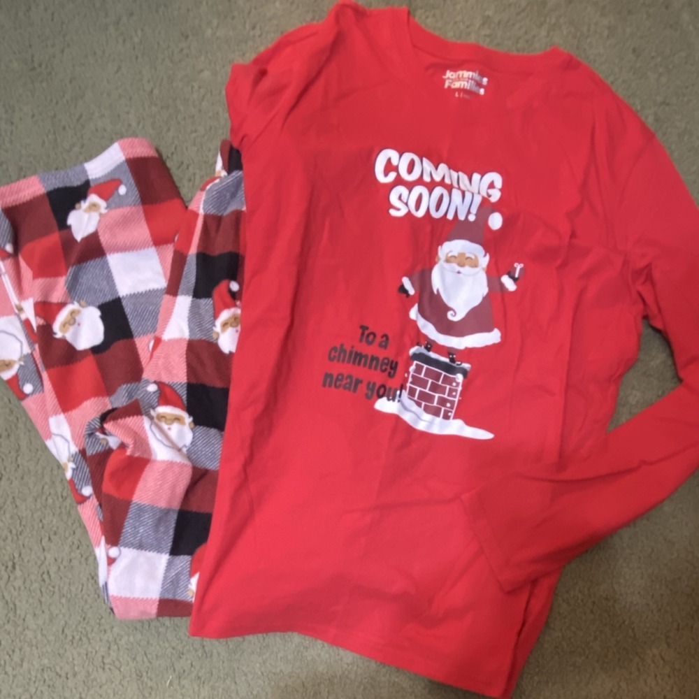 Jammies For Your Families Men's L Red Santa Claus Christmas Pajama Set